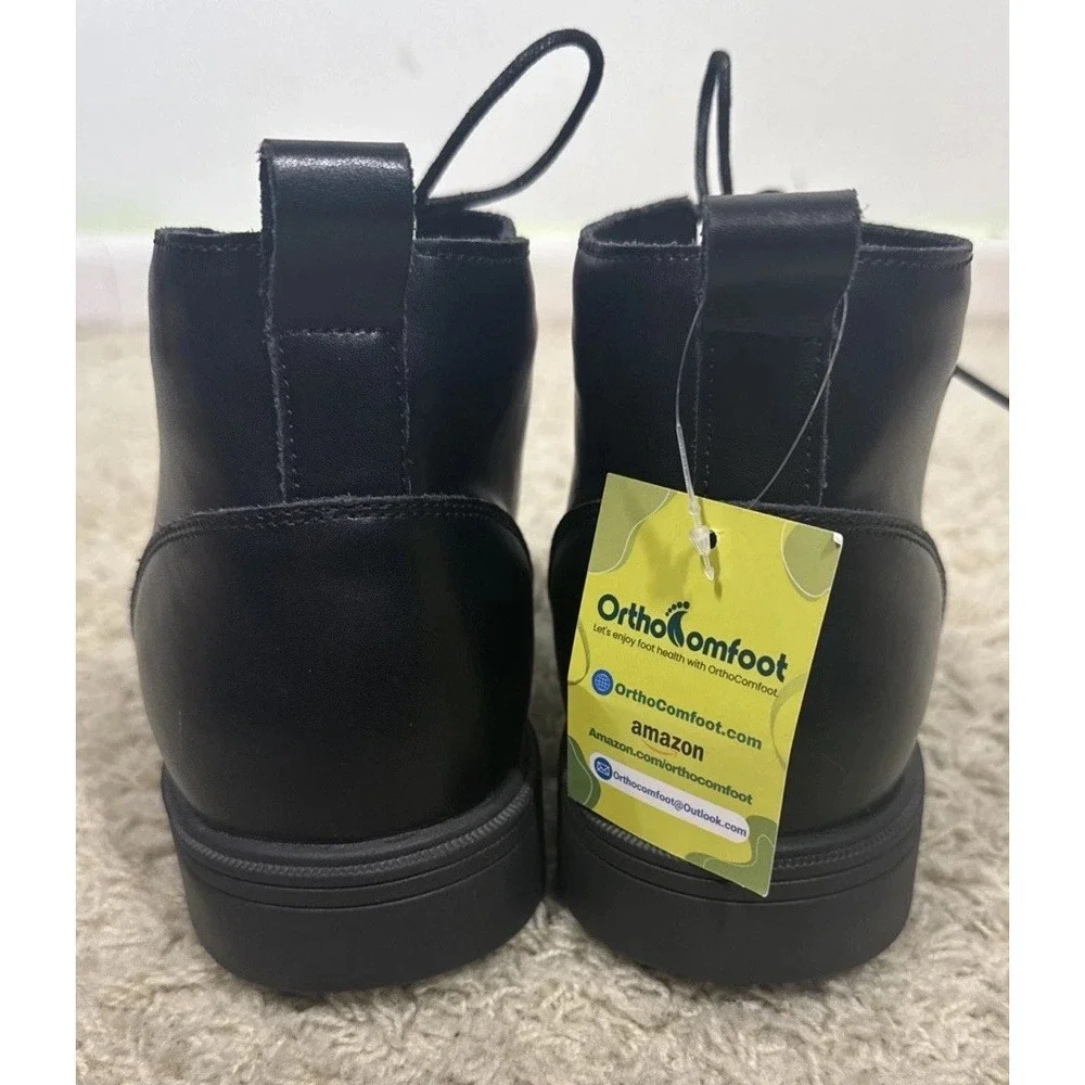 Orthocomfoot Black Orthopedic Leather Chukka Boots Mens 12M Arch Support Comfort
